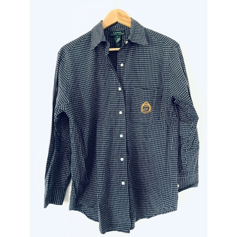 Lauren Ralph Lauren Black and White Checkered Button Down Shirt